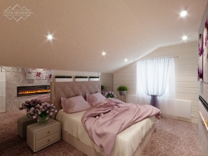 Спальня - Дизайн интерьера  коттеджа с террасой