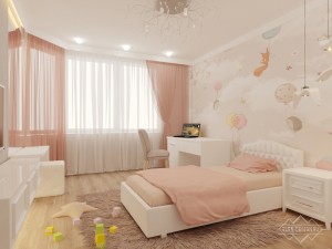 Детская для дочери - Интерьер спальни, детской и ванной в квартире в Челябинске