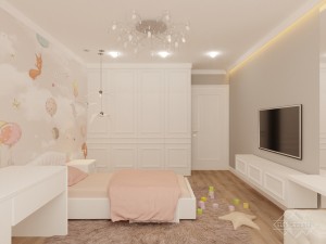 Детская для дочери - Интерьер спальни, детской и ванной в квартире в Челябинске